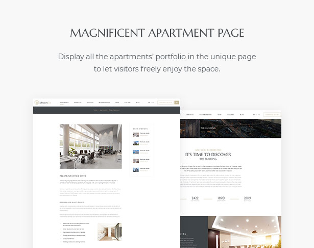 Magnifique appartement Page à MaisonCo Unique propriété à vendre et louer thème WordPress