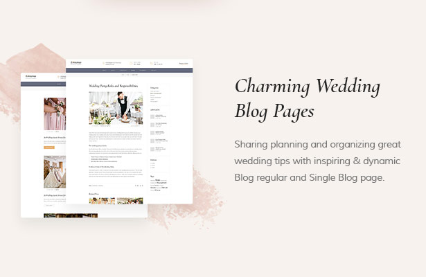 Pages internes puissantes Dreama Responsive Planner & Wedding Planner Thème WordPress