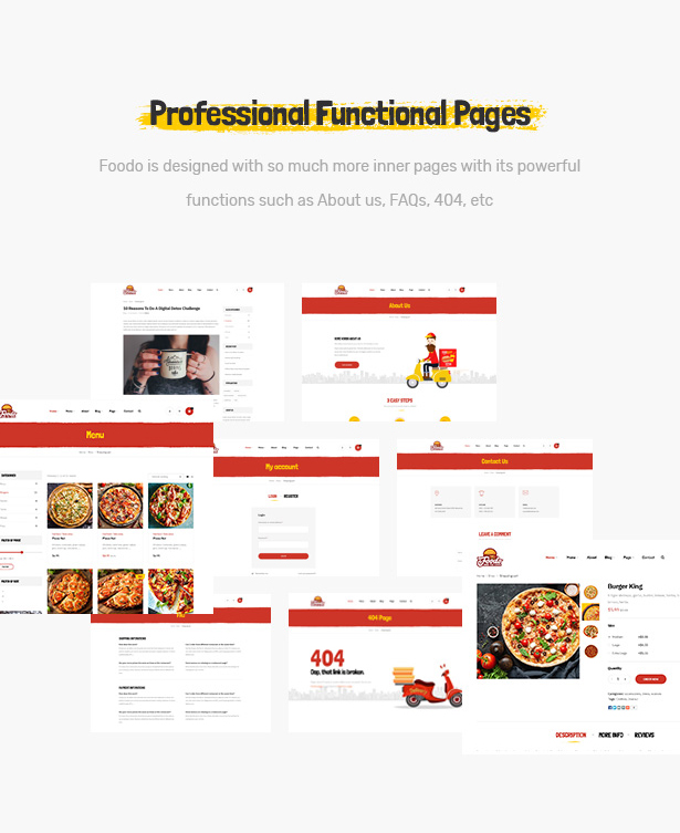 Foodo Functional Pages - Thème WordPress pour la restauration rapide