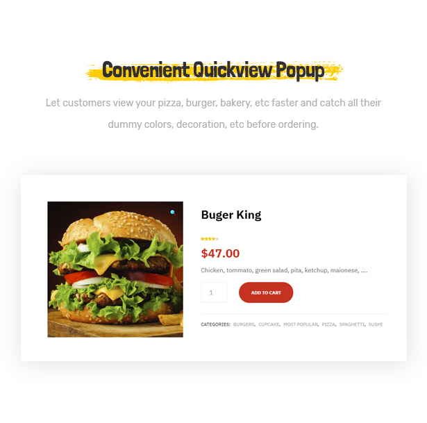 Foodo Quickview Popup - Thème WordPress pour la restauration rapide