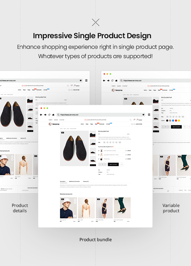 Un seul produit impressionnant Venoma Fashion WooCommerce WordPress Theme