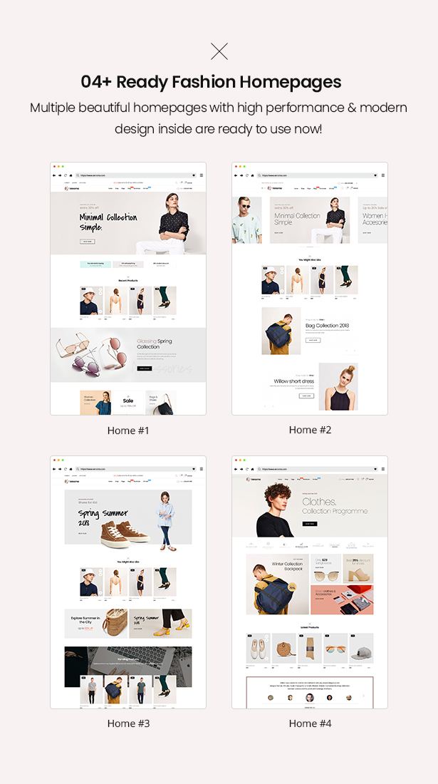 04 pages d'accueil prêtes Venoma Fashion WooCommerce Thème WordPress