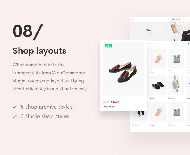 Thème WordPress minimal pour la boutique WooCommerce - 8 magasins