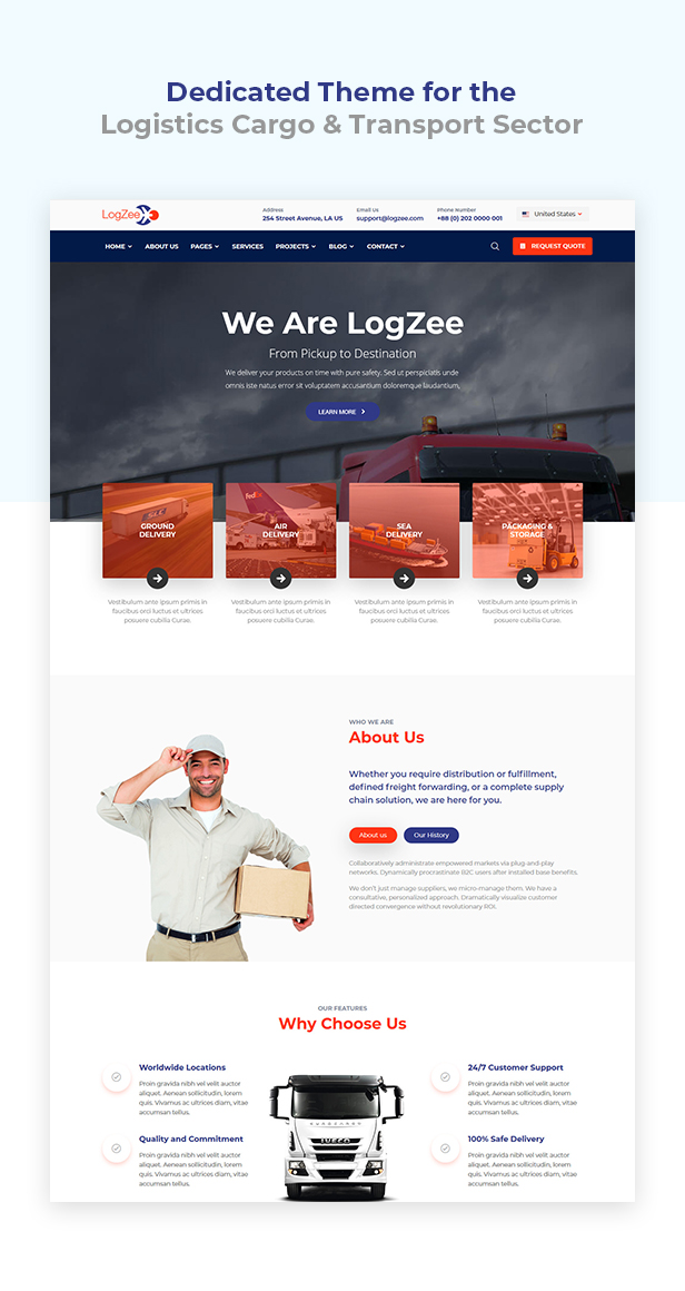 Logzee | Thème WordPress pour la logistique, le transport et les marchandises