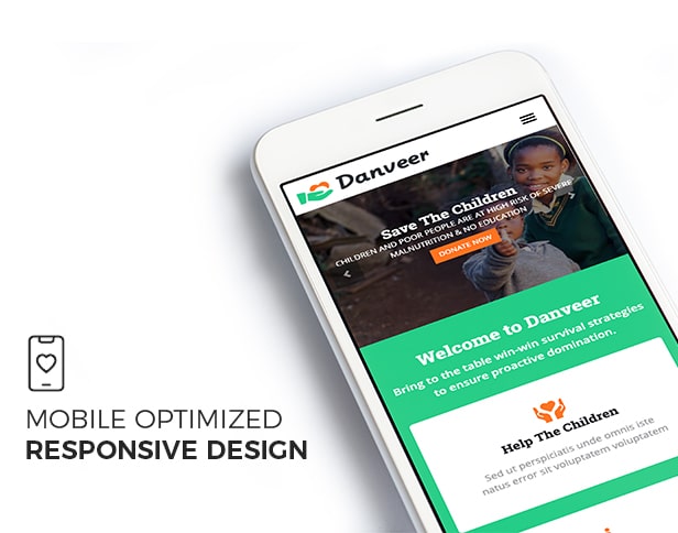 Danveer | ONG modèle sensible au modèle HTML5 pour des œuvres de bienfaisance, des collectes de fonds et des organisations à but non lucratif