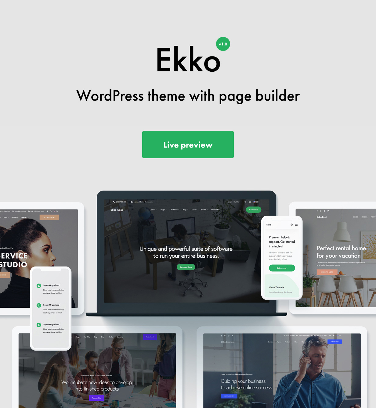 Ekko - Thème WordPress multi-usage avec Page Builder - 1