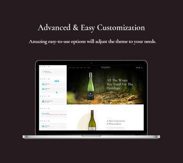 Passo Bosco est un WordPress pour le vin et la cave