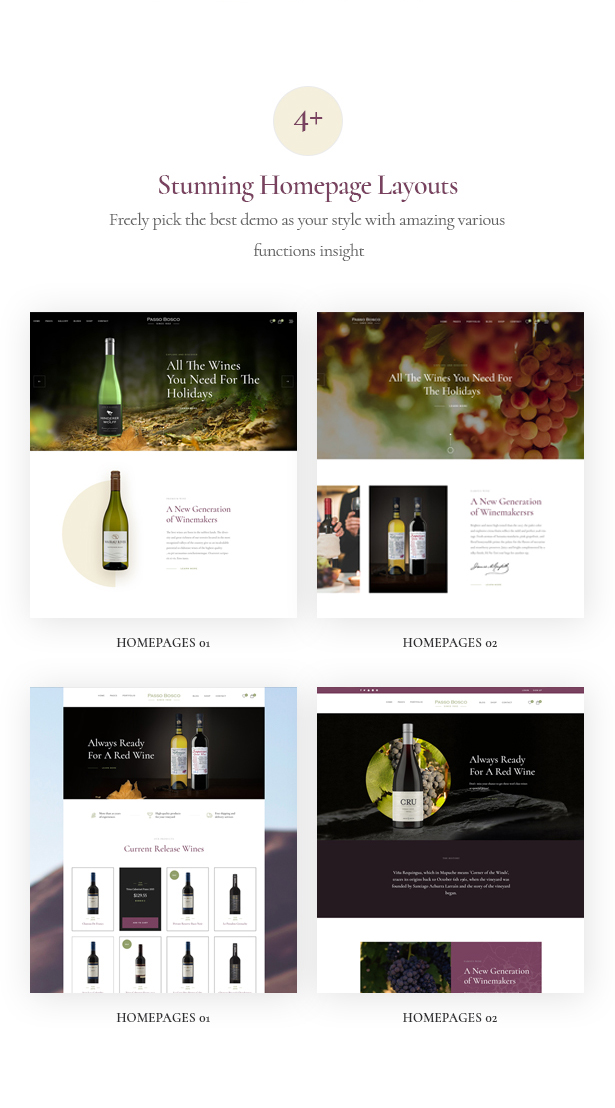 Passo Bosco est un WordPress pour le vin et la cave