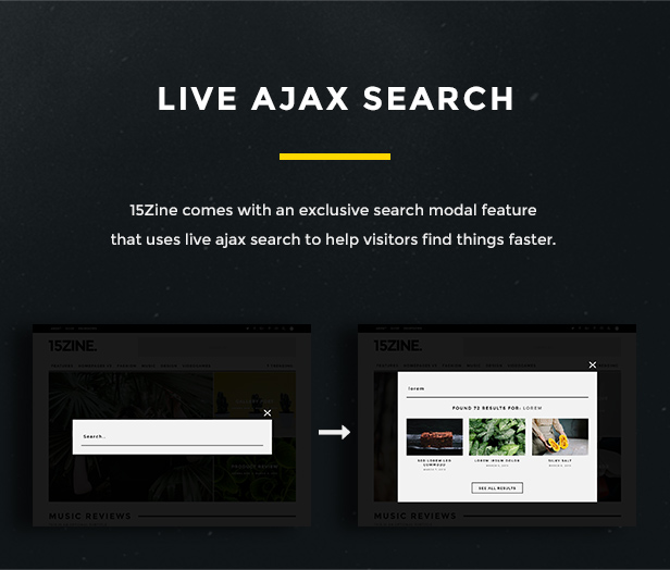 Fonction de recherche Ajax en direct de 15Zine
