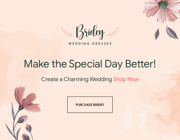 Bridey - Thème WordPress WooCommerce pour boutique de mariage