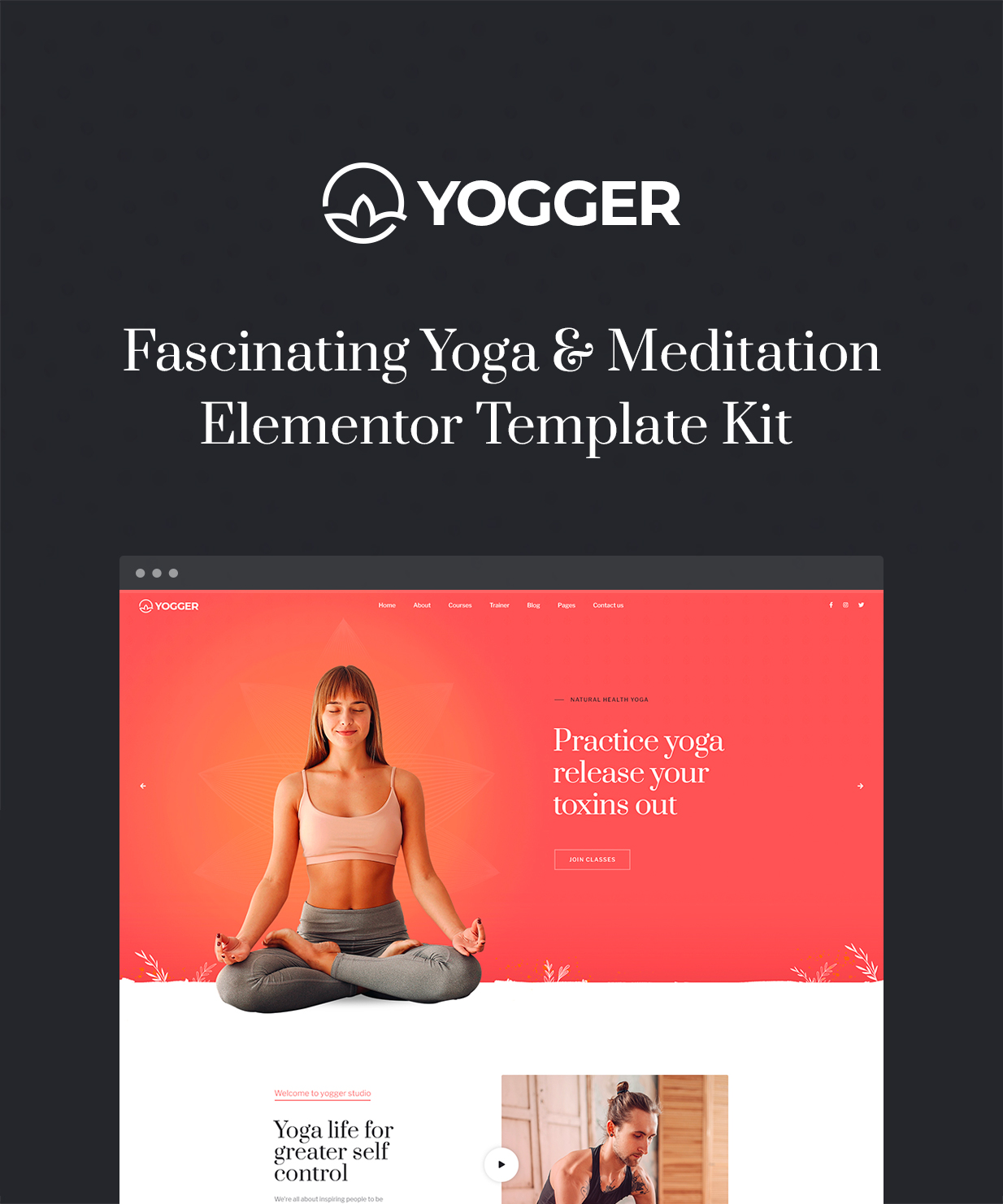 Yogger - Kit de modèles Elementor de méditation et de yoga