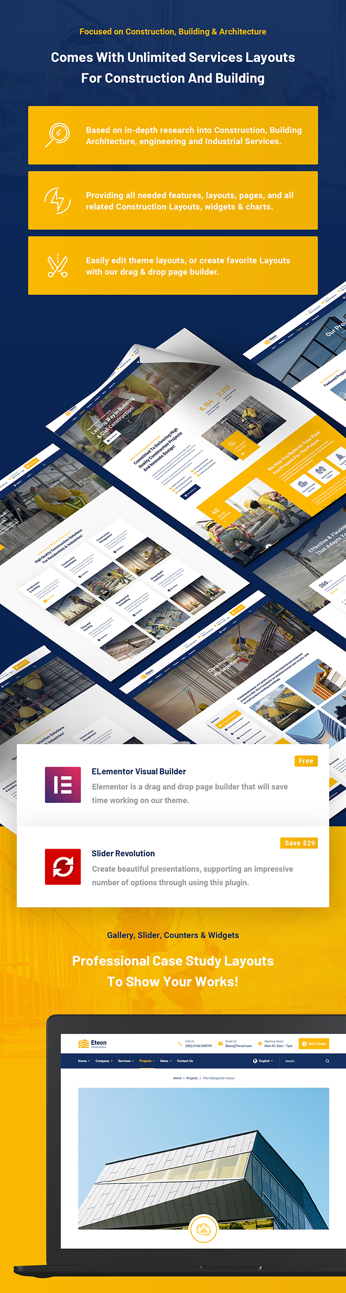 Eteon - Thème WordPress pour la construction et la construction - 6