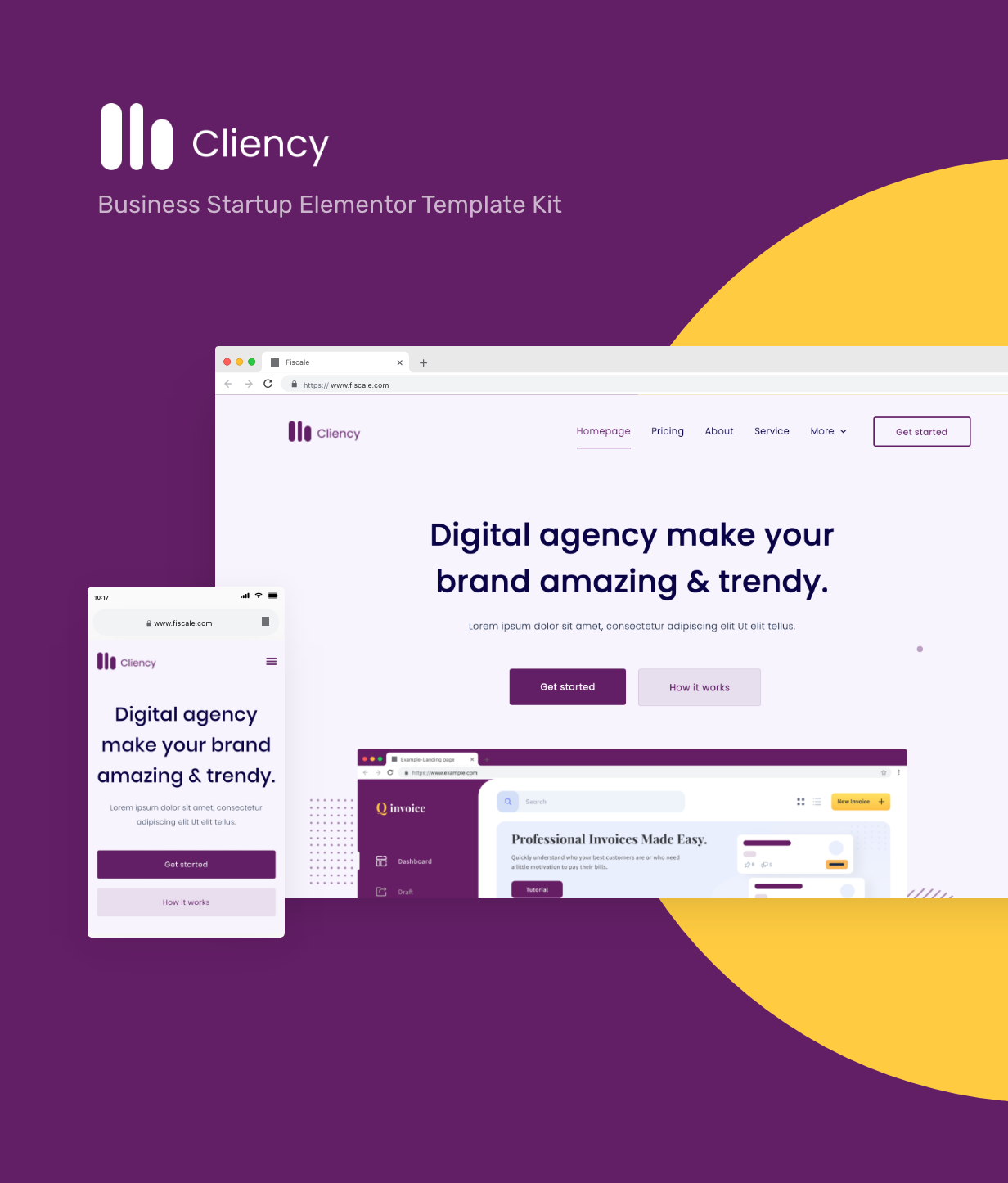 Clientcy | Affaires & Startup Kit de gabarit Elementor - 1