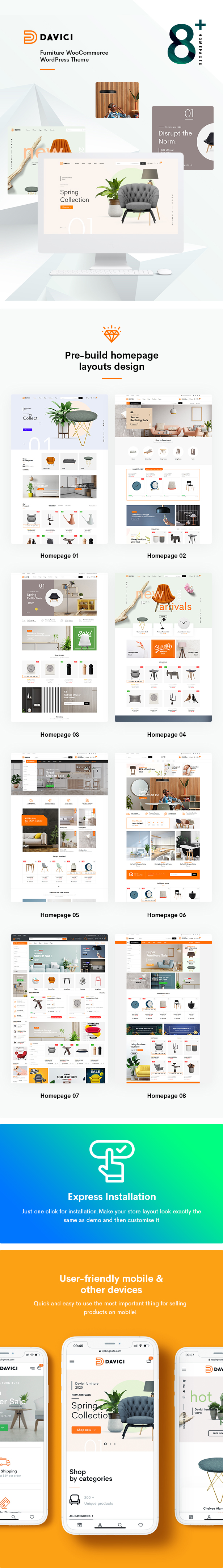 Davici - Thème WooCommerce WordPress pour meubles
