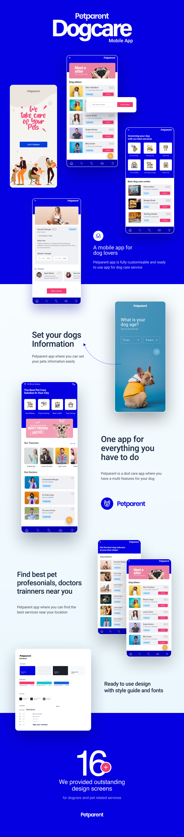 Petparent | Une application mobile de soins pour chiens et un modèle Figma de landing page - 1