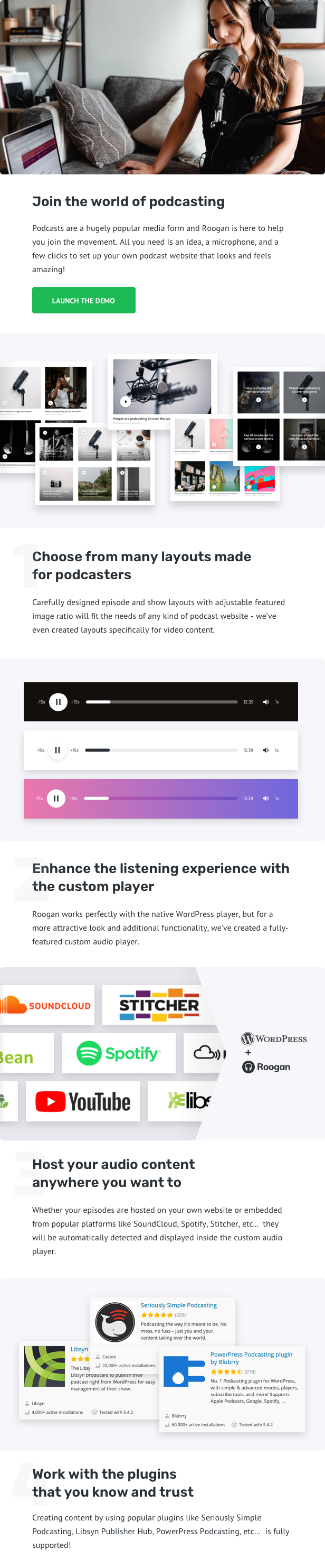 Roogan - Thème WordPress pour podcast personnel