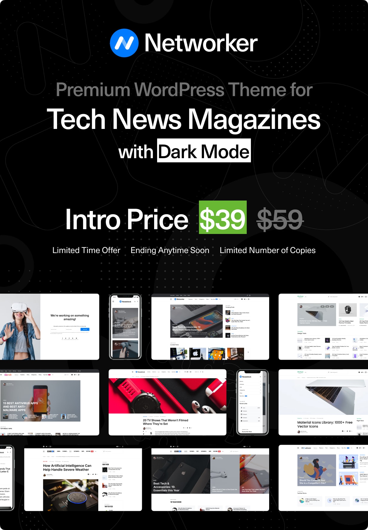 Networker - Thème WordPress Tech News avec mode sombre - 1