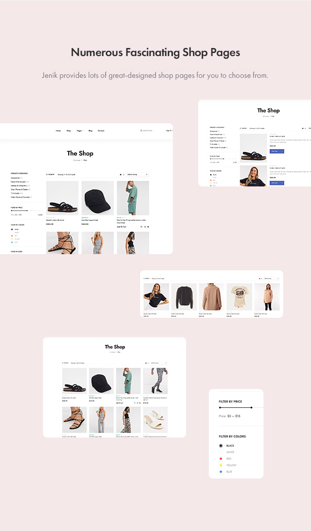 Thème Jenik Gutenberg Fashion WooCommerce - Pages Shopping