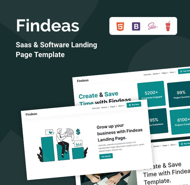 Findeas - Modèle de landing page Saas & Software - 1