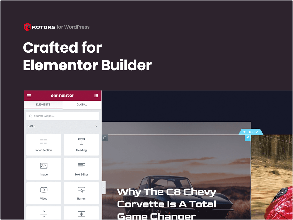 Conçu pour Elementor Builder