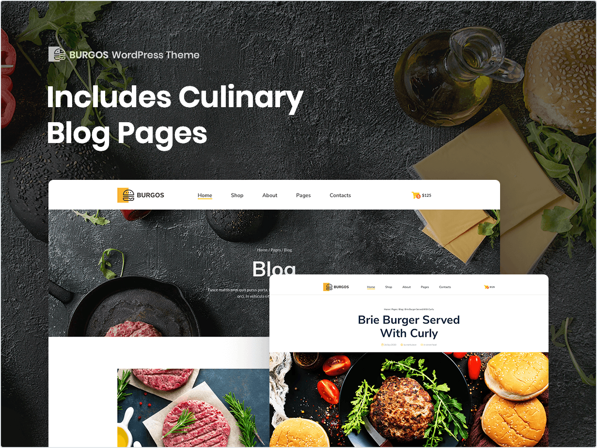 Comprend des pages de blog culinaire