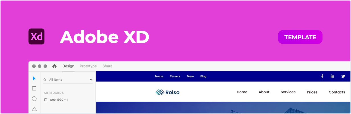 Rolso - Modèle d'entreprise logistique pour Adobe XD