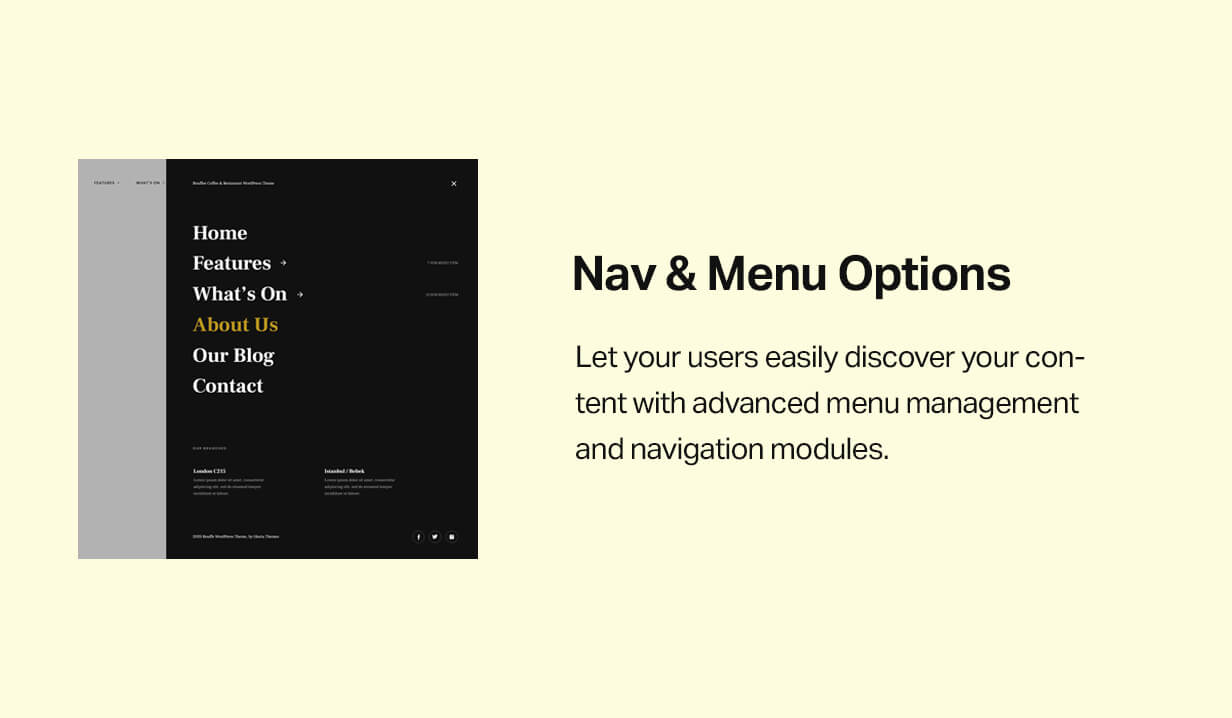 Options de navigation et de menu