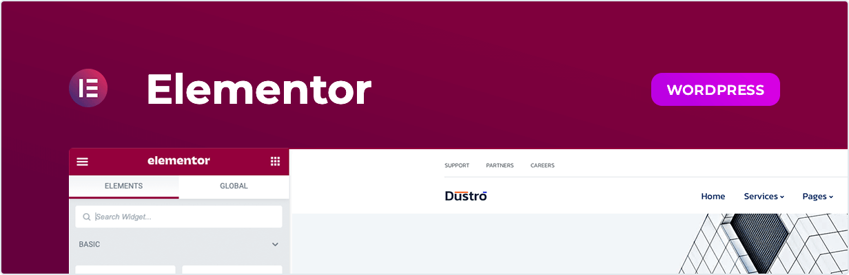 Dustro - Kit de gabarit Elementor pour entreprise de construction