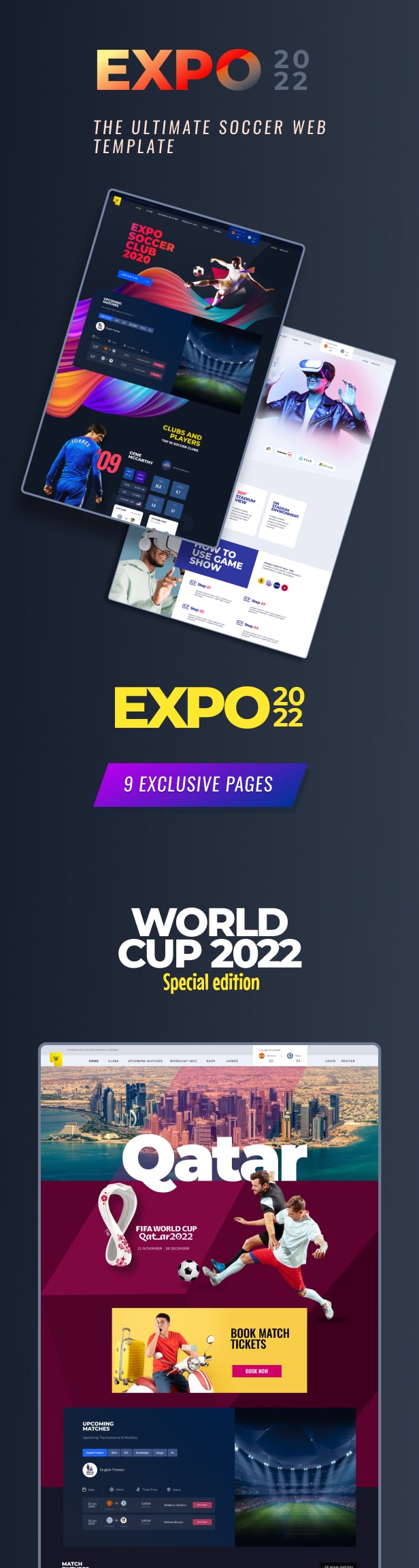 Expo2022 | Modèle Web exclusif du portail des sports de football Figma - 1