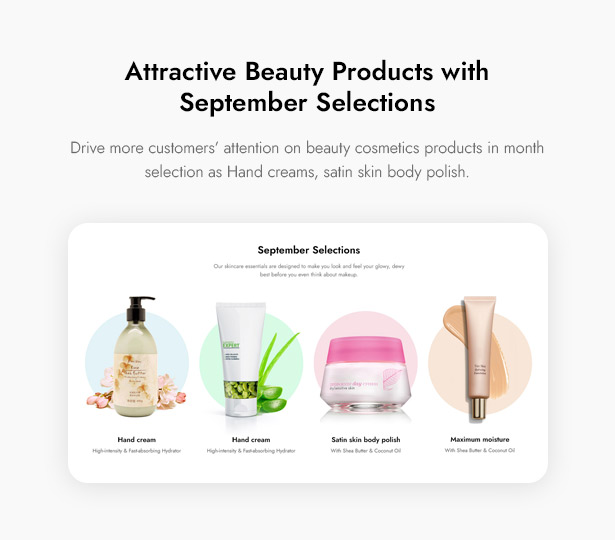 Thème WordPress Beautifo ​​Beauty WooCommerce - Afficher les sélections de septembre