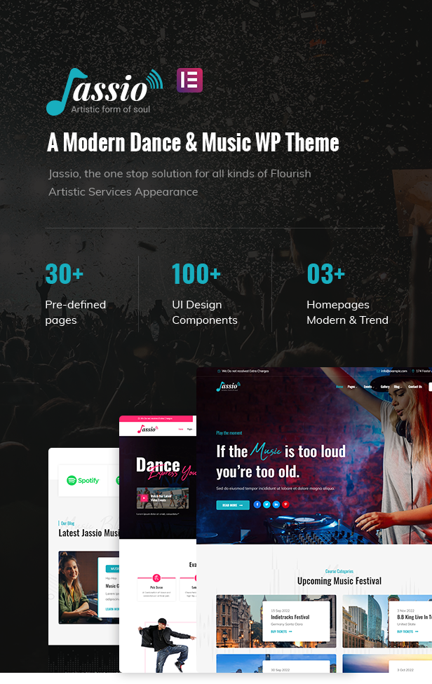 Jassio - Un thème WordPress pour la danse et la musique modernes