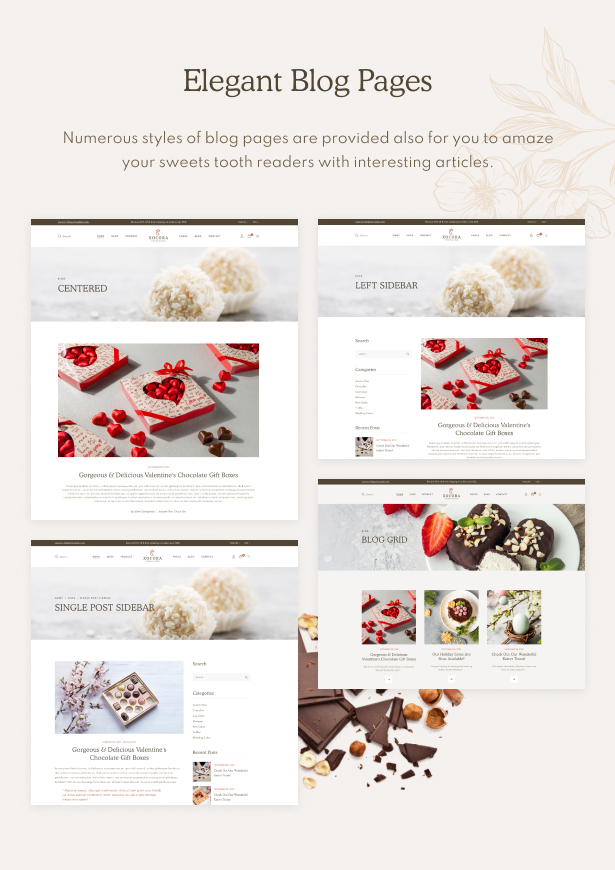 Xocora - Thème WordPress WooCommerce pour la boulangerie alimentaire - Pages de blog élégantes