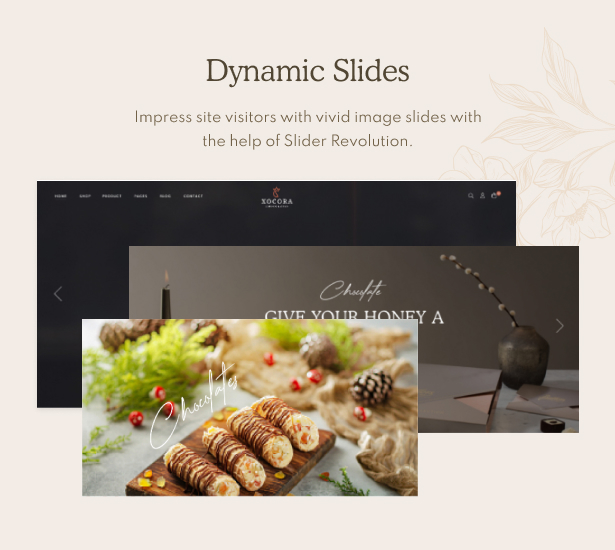 Xocora - Thème WordPress WooCommerce pour la boulangerie alimentaire - Diapositives dynamiques