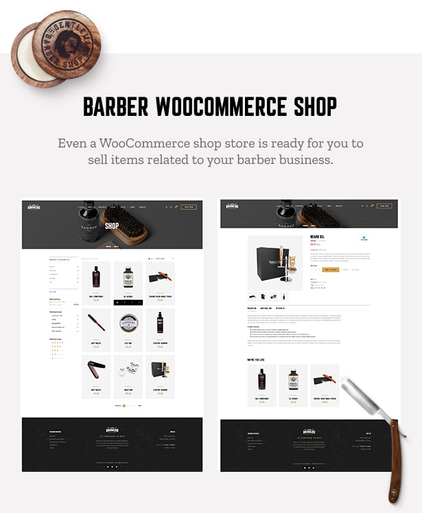 Barbero - Thème WordPress pour salon de coiffure et salon de coiffure - Barber WooCommerce Shop