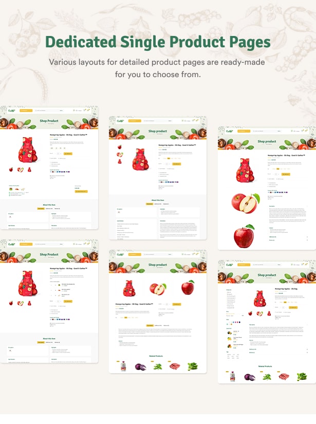 Ecolive - Thème WordPress WooCommerce pour l'alimentation biologique - Pages dédiées à un seul produit