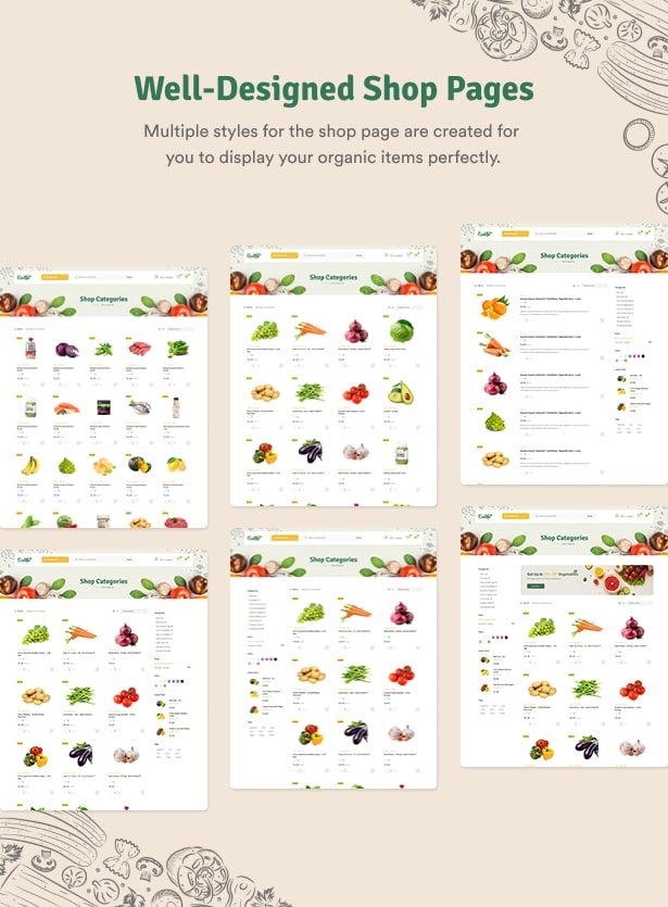 Ecolive - Thème WordPress WooCommerce pour les aliments biologiques - Pages de boutique bien conçues