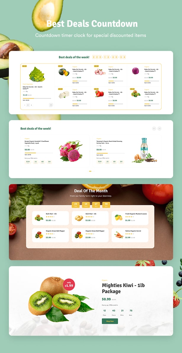 Ecolive - Thème WordPress WooCommerce pour les aliments biologiques - Compte à rebours des meilleures offres