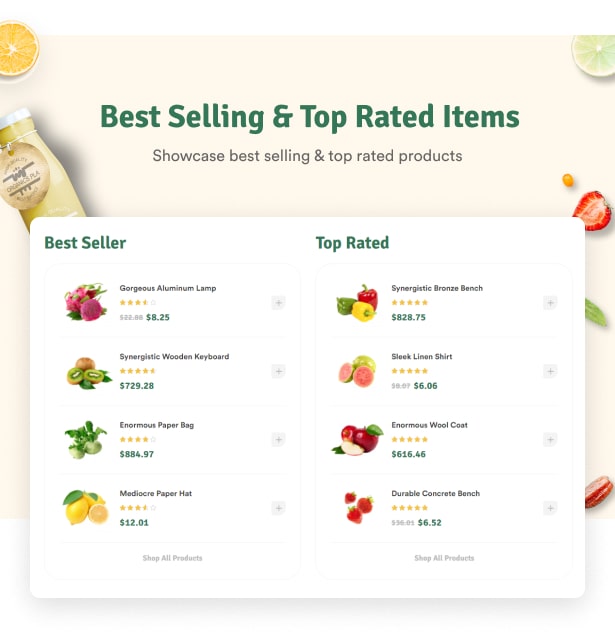 Ecolive - Thème WordPress WooCommerce pour les aliments biologiques - Articles les plus vendus et les mieux notés