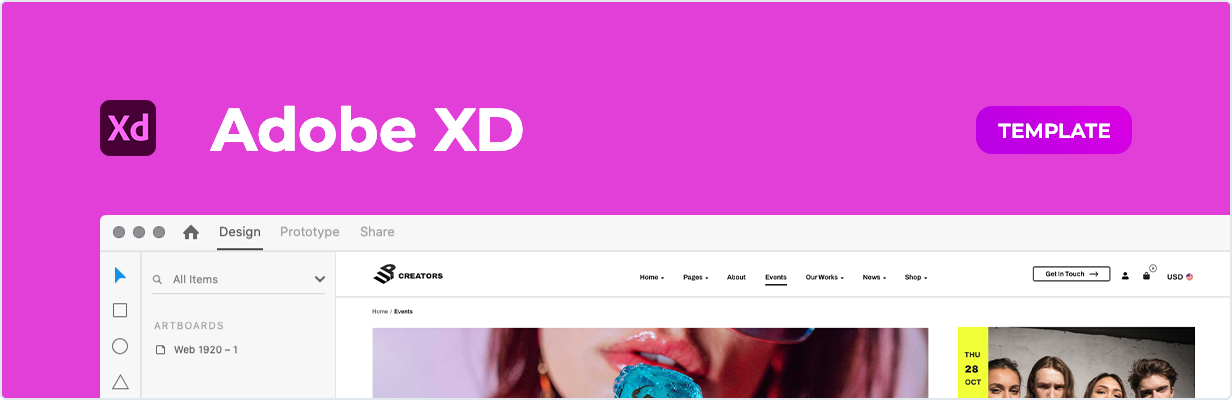 UpCreators - Modèle d'agence créative pour XD