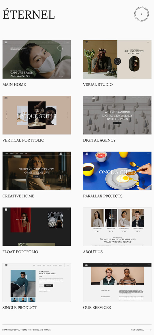 Eternel - Thème WordPress pour portfolio créatif