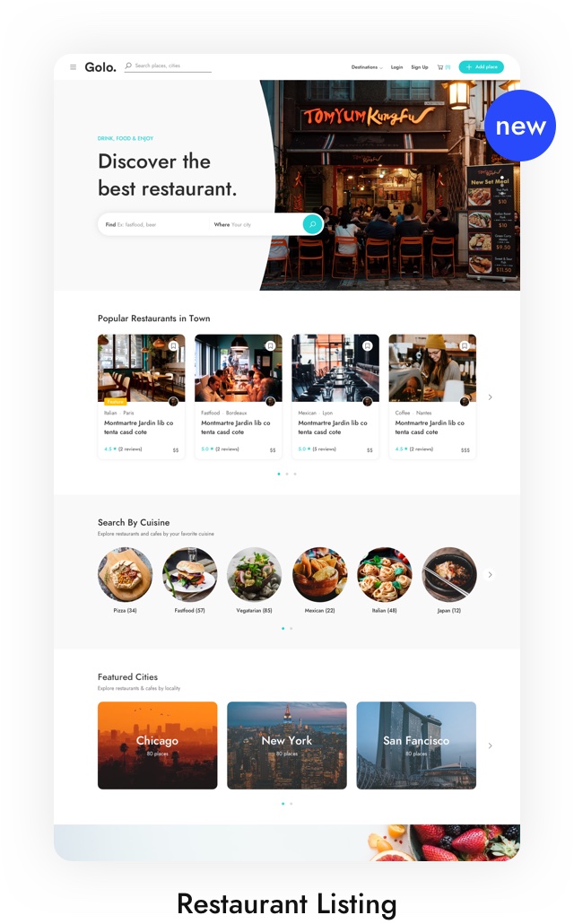 Thème WordPress de liste de restaurants