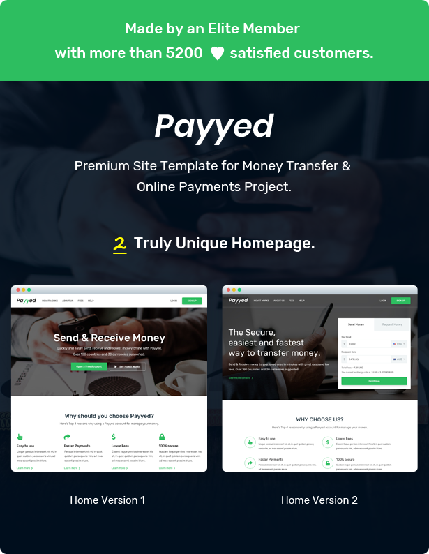 Payyed - Modèle de transfert d'argent HTML et de paiement en ligne