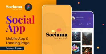 Sociama | Application mobile de médias sociaux et modèle LandingPage Figma Theme Division