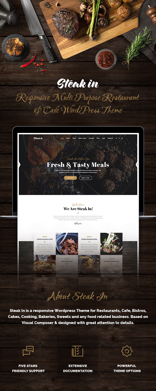 Steak In - Thème WordPress pour restaurant et café - 1