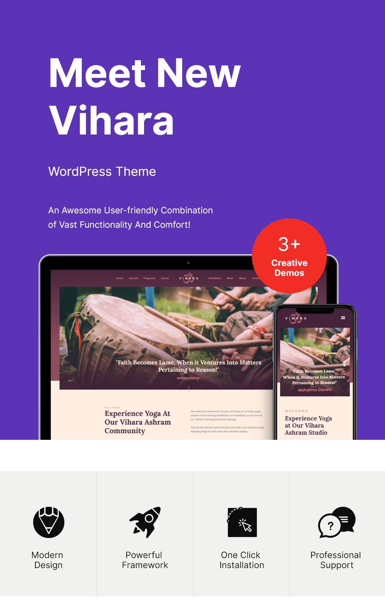 Vihara | Thème WordPress du Temple bouddhiste de l'ashram - 1