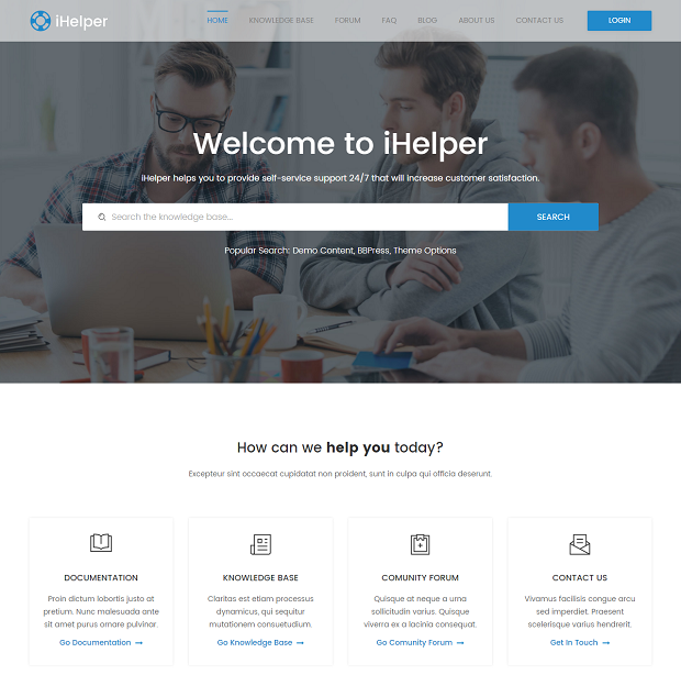 iHelper - Helpdesk et modèle HTML de la base de connaissances