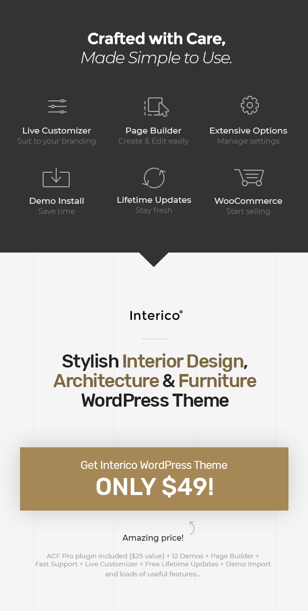 Interico - Thème élégant de design d'intérieur, d'architecture et de décoration WordPress