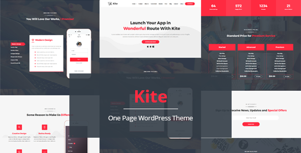 Kite - Thème WordPress responsive polyvalent pour une page - Corporate WordPress