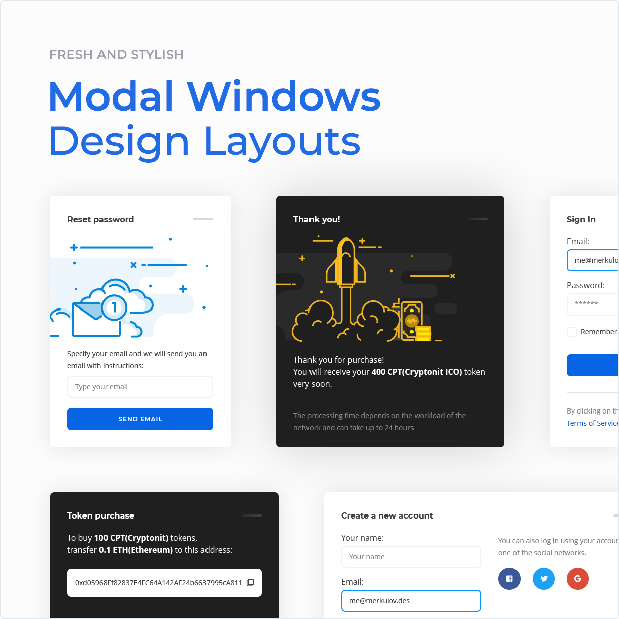 Designs Windows modal frais et élégant