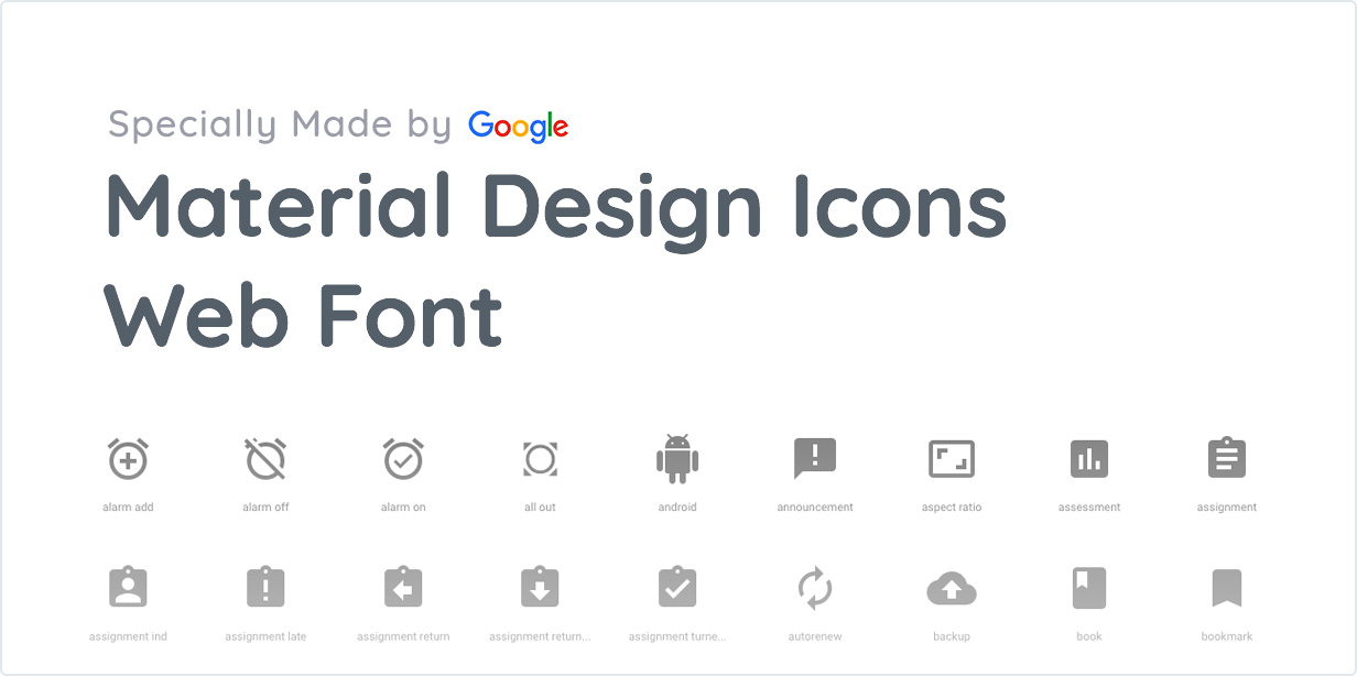 Créé spécifiquement par Google Material Design Icons Web Fonts